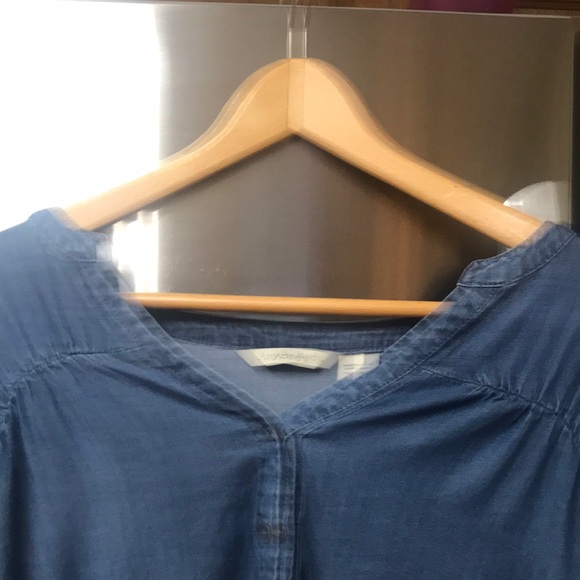 AnyBody Denim Blue V-Neck Relaxed Blouse - Picture 14 of 16